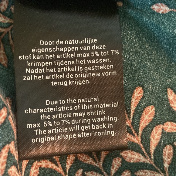 Esqualo Dark Green Cognac Lead Print Satin Button Down Blouse - 10 - Picture 11 of 12